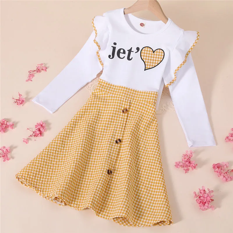 【110-160】3色展開 韓国系 キュート フリル チェック柄 切り替え ボウタイ 春秋 女の子 ワンピース