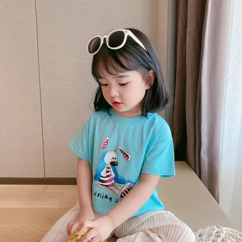 【残りわずか】【90-140】話題沸騰中 カートゥーン プリント シンプル 韓国系 半袖 夏 子供 服 女の子 Tシャツ
