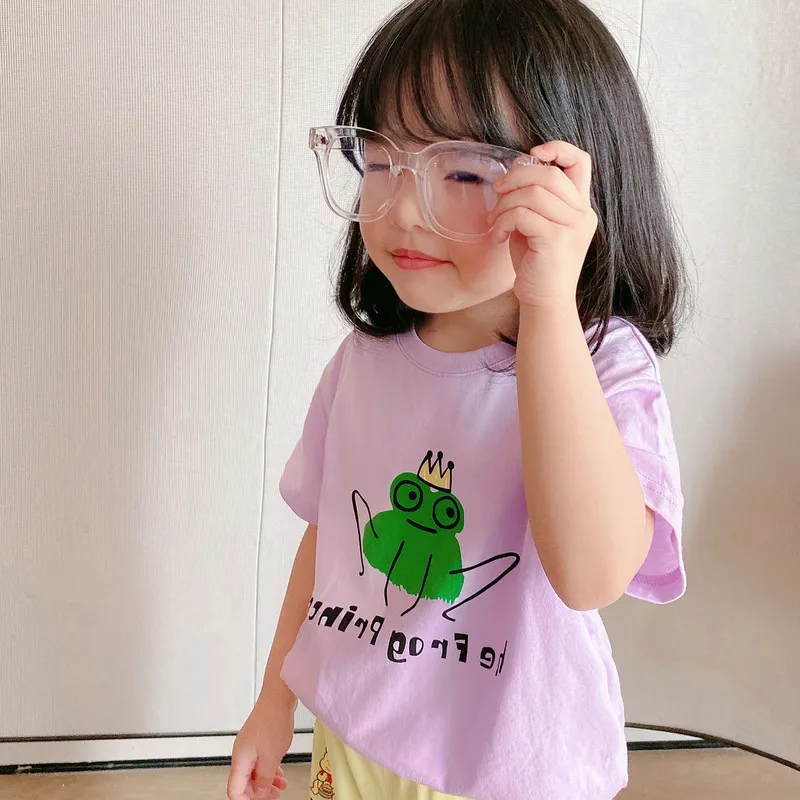 【残りわずか】【90-140】話題沸騰中 カートゥーン プリント シンプル 韓国系 半袖 夏 子供 服 女の子 Tシャツ