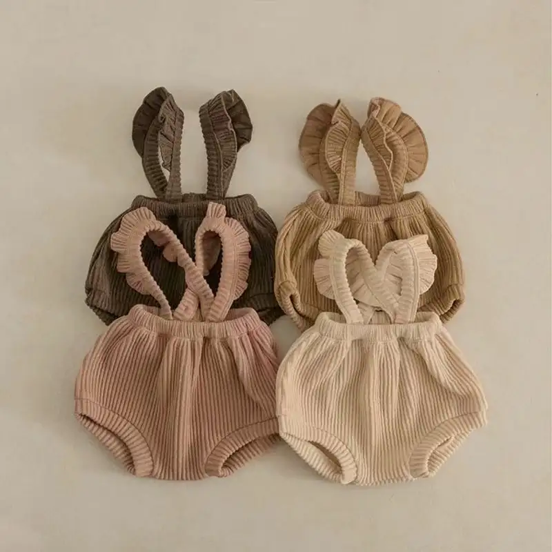 【66-90】春新作INS映え可愛いフリルニットサロペット