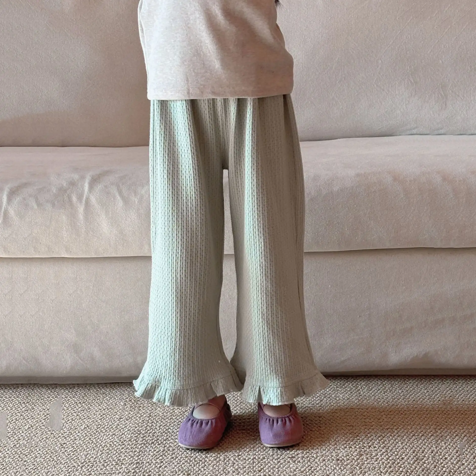 【90-140】「春新作」韓国風フリルデザインパンツ