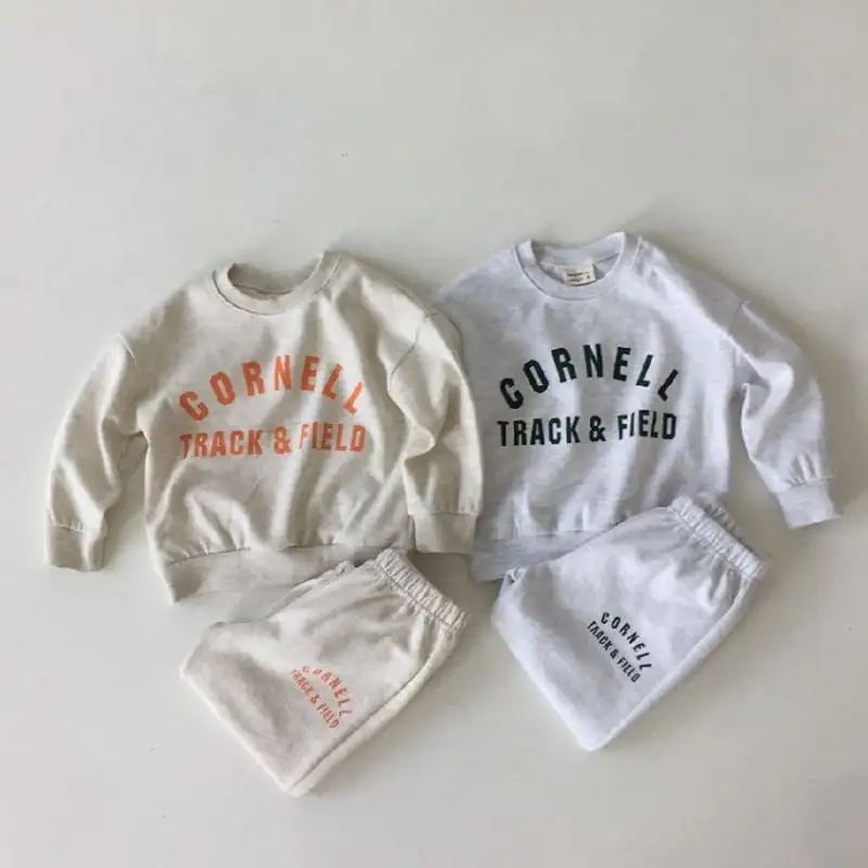 【80-130】春新作ミニマリズム英字カジュアルセットアップ