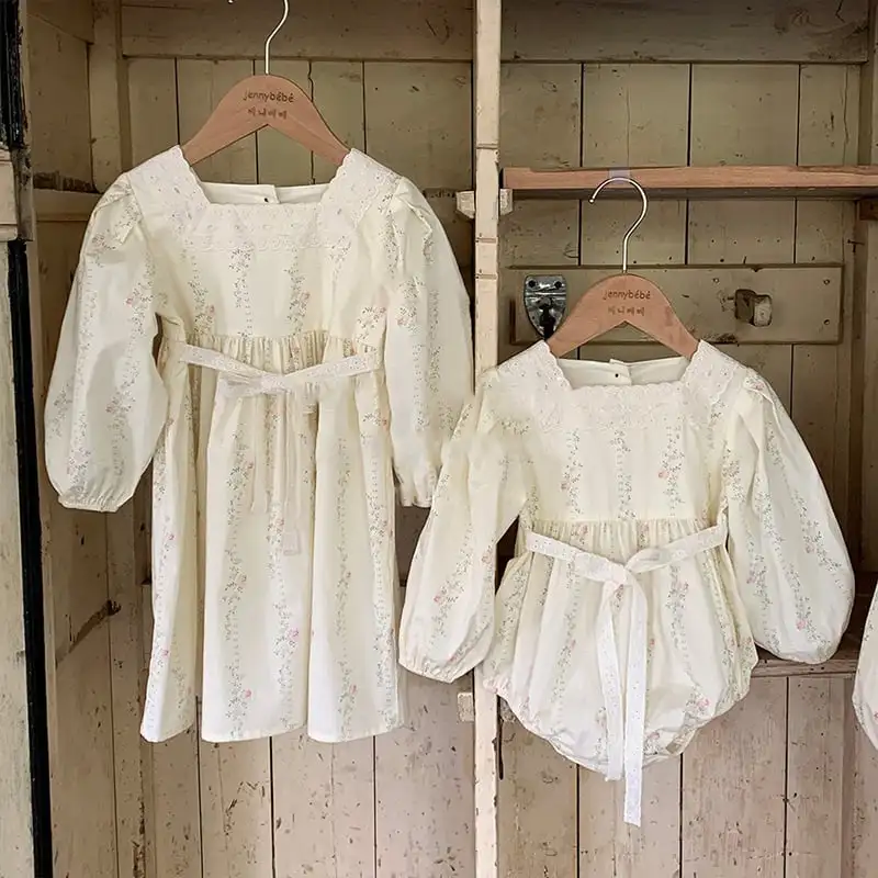 【66-130】春新作爽やか小花レースフリルロンパースORワンピース