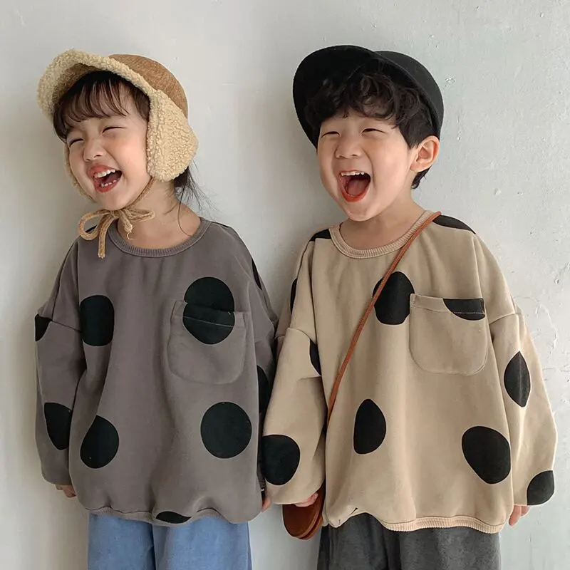 【80-150】柔らかい水玉ルーズトレーナー