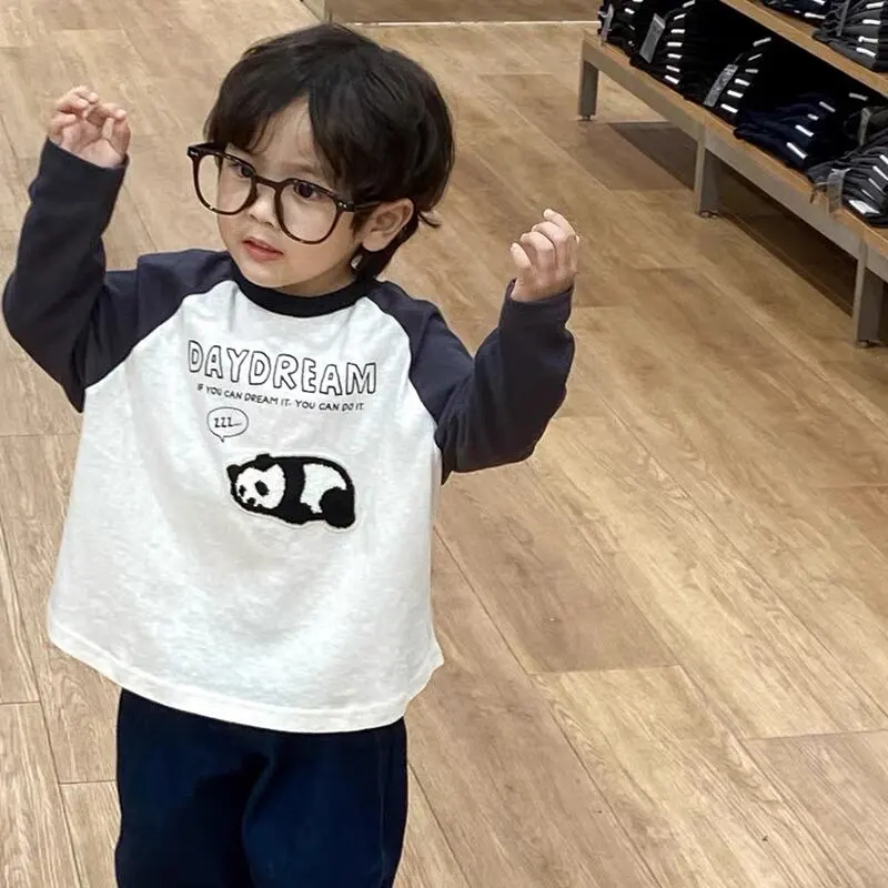 【80-150】モコモコ刺しゅう柄長袖Tシャツ