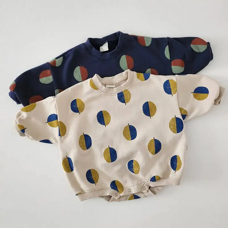 【59-90】春新作ミニマリズムバルーンプリントロンパース