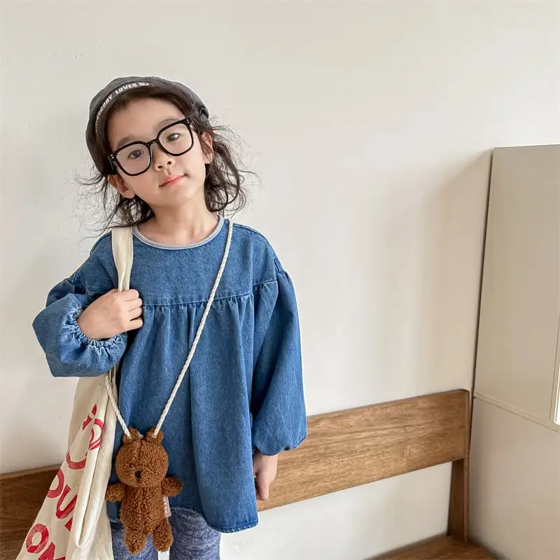 【80-130】春新作ルーズデニムブラウス