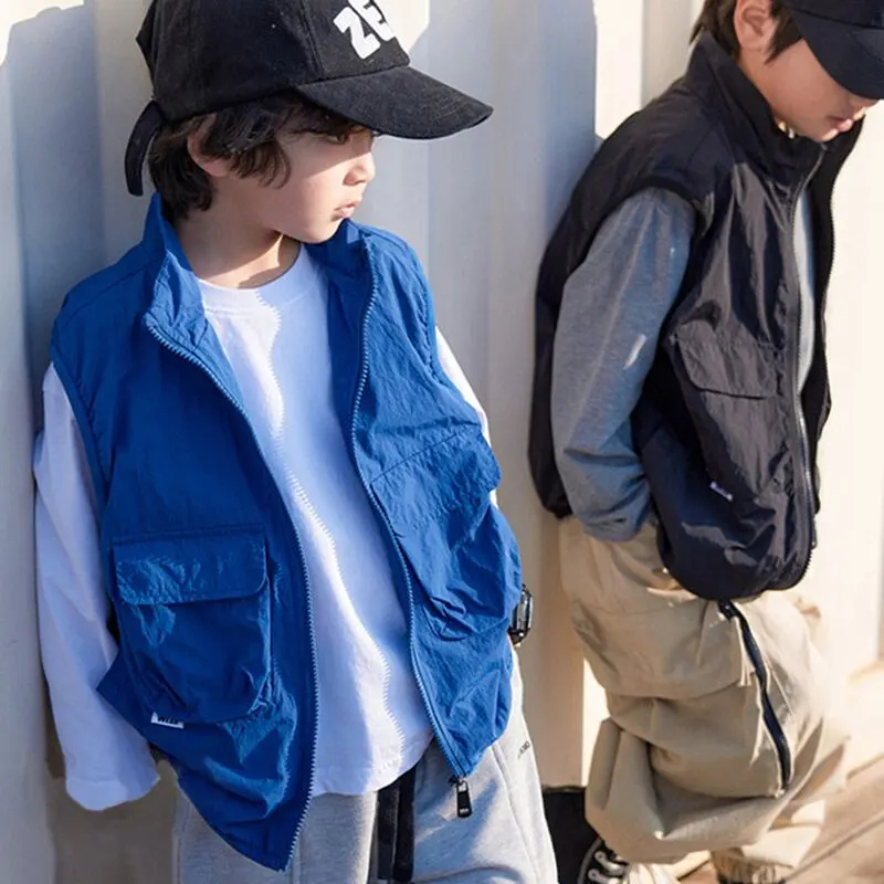 【120-170】春新作ビッグポケット付きワークベスト