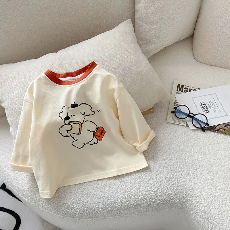 【80-130cm】2色選べる 韓国 シンプル 清新 可愛い カートゥーン 子供服 男の子 女の子 Tシャッツ トップス