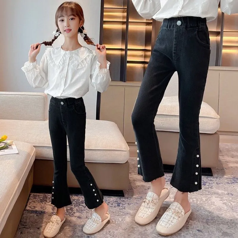 【110-160】2色無地ボタン韓国系スウィート女の子ボトムス