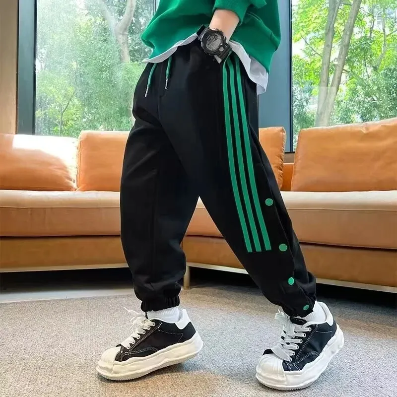 【110-170】かっこいいストライプ柄ボウタイレギュラーウエスト男の子ボトムス