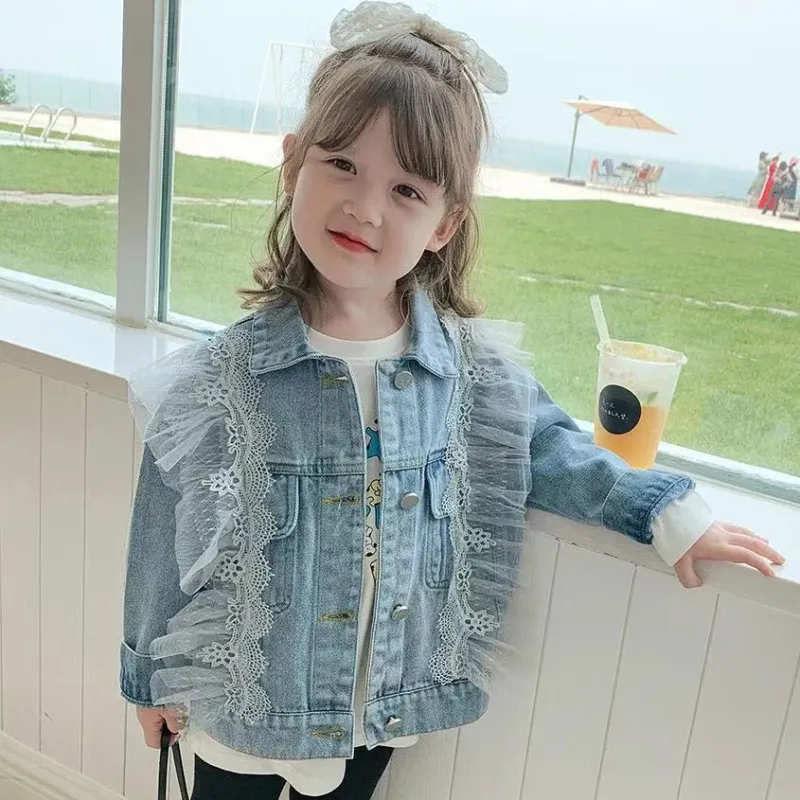 【90-140】韓国系 ファッション 着せやすい おしゃれ キッズ 子供服 トドラー 女の子 春秋 デニム アウター