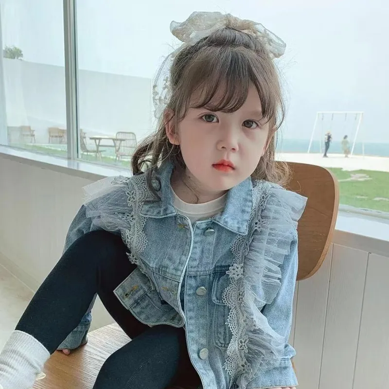 【90-140】韓国系 ファッション 着せやすい おしゃれ キッズ 子供服 トドラー 女の子 春秋 デニム アウター