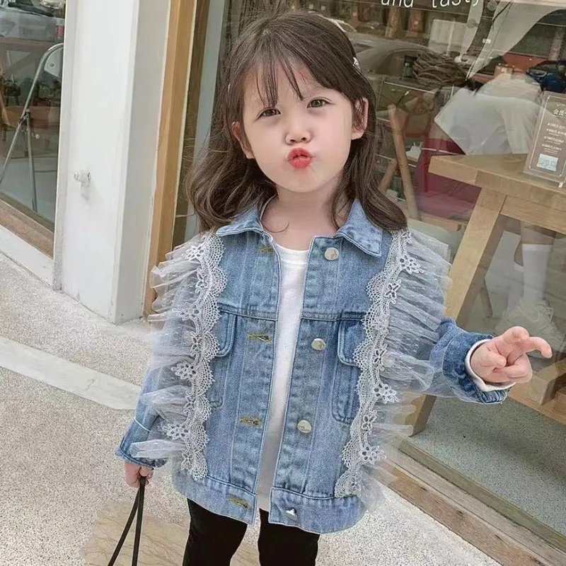 【90-140】韓国系 ファッション 着せやすい おしゃれ キッズ 子供服 トドラー 女の子 春秋 デニム アウター