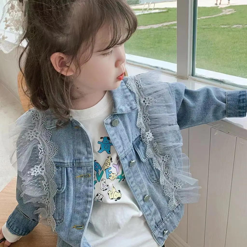 【90-140】韓国系 ファッション 着せやすい おしゃれ キッズ 子供服 トドラー 女の子 春秋 デニム アウター