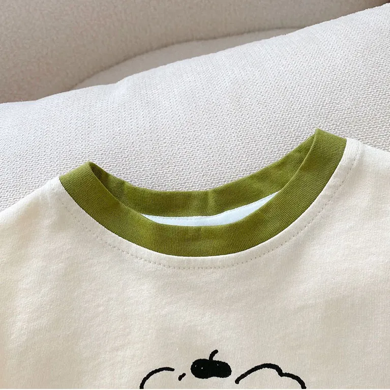 【80-130cm】2色選べる 韓国 シンプル 清新 可愛い カートゥーン 子供服 男の子 女の子 Tシャッツ トップス