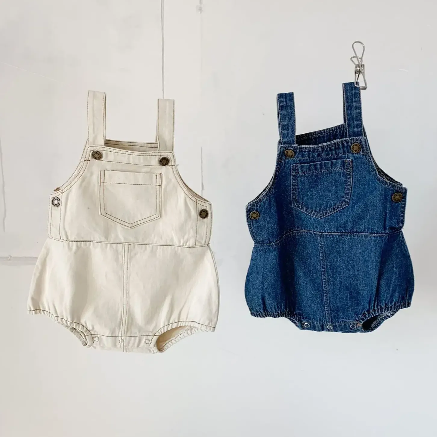 【66-100cm】デニムサロペットロンパース