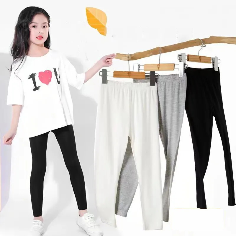 【100-150】全4色 無地 シンプル 蚊よけ 伸縮性 ストレッチ 夏 子供服 キッズ ジュニア 女の子 ボトムス レギンス