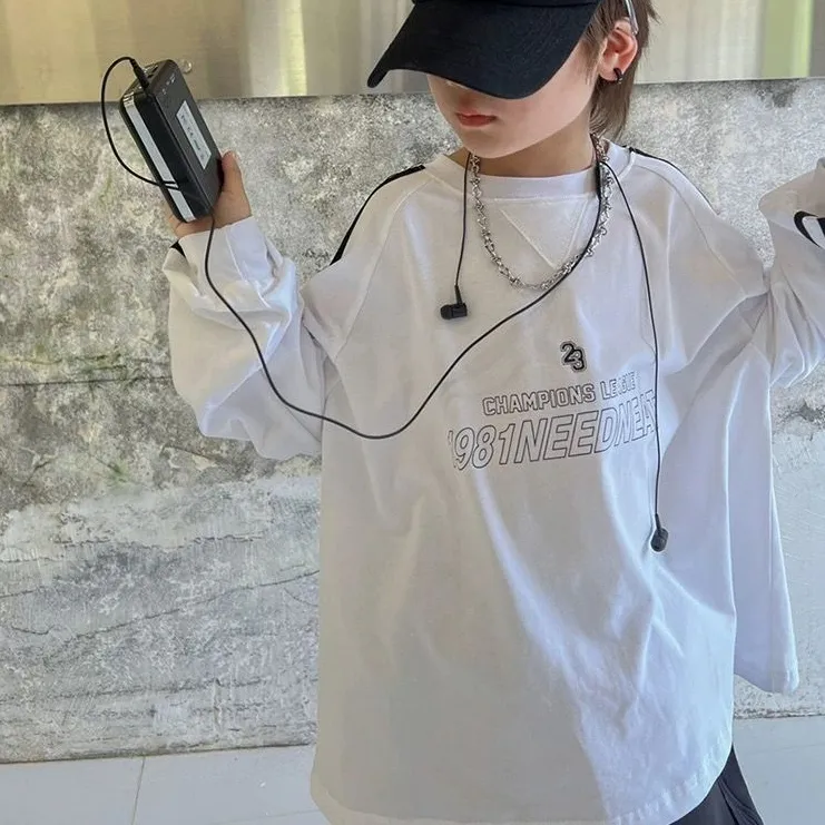 【80-150cm】3色選べる 韓国系 ファッション アルファベット ボーダー 子供服 男の子 パーカー トップス