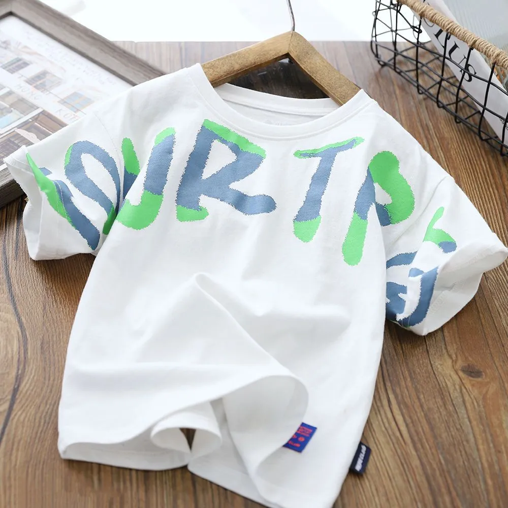 【110‐170cm】 アルファベット かっこいい 韓国系 ゆったり キッズ ジュニア 子供 服 男の子 夏 Tシャツ カットソー トップス