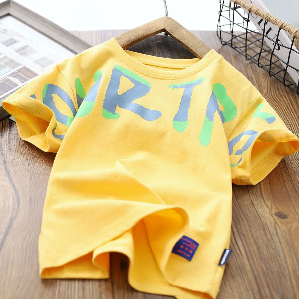 【110‐170cm】 アルファベット かっこいい 韓国系 ゆったり キッズ ジュニア 子供 服 男の子 夏 Tシャツ カットソー トップス