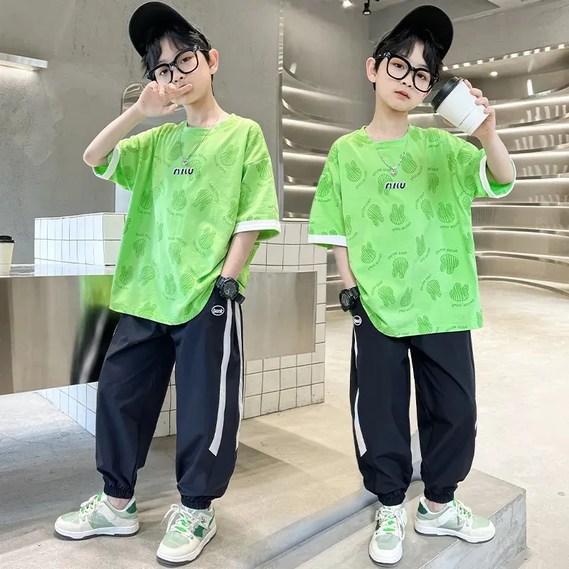 【120-170】 うさぎ かわいい 薄手 韓国系 キッズ ジュニア 子供 服 男の子 夏 半袖 Tシャツ+パンツ セットアップ