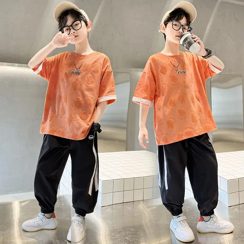 【120-170】 うさぎ かわいい 薄手 韓国系 キッズ ジュニア 子供 服 男の子 夏 半袖 Tシャツ+パンツ セットアップ