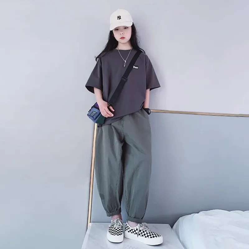 【100-160cm】シンプル アルファベット ゆったり 半袖 夏 女の子 トップス