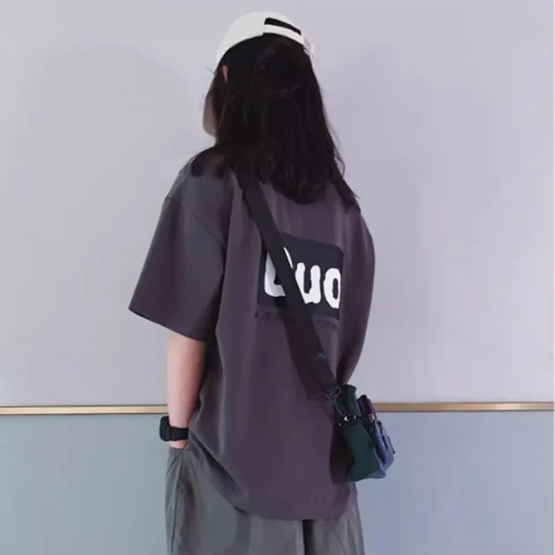 【100-160cm】シンプル アルファベット ゆったり 半袖 夏 女の子 トップス