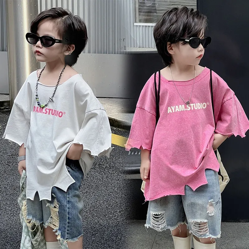 【90-150cm】2色選べる 絶対可愛い 無地 アルファベット ファッション プリント 男の子 トップス