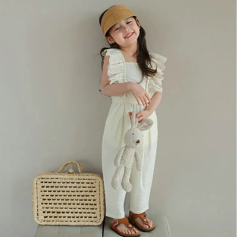 【90-140cm】2色選べる 買わなきゃ損 レトロ スウィート 清新 キュート レース トップス＋パンツ 子供服 女の子 夏二点セットアップ