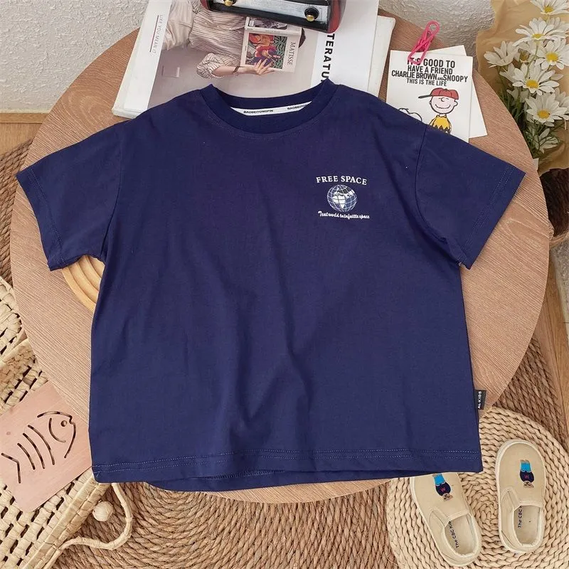 【90-140cm】全4色 夏を楽しむ カートゥーン プリント 半袖 スポーツ ストリート系 Tシャツ
