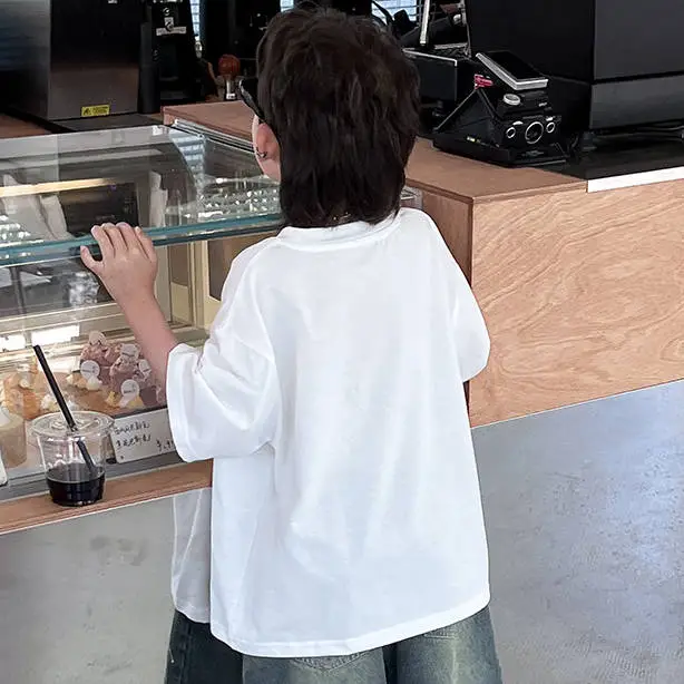 【110-160cm】ファッション カジュアル プリント カジュアル 落書き キッズ ジュニア 子供 服 男の子 夏 半袖 Tシャツ カットソー トップス