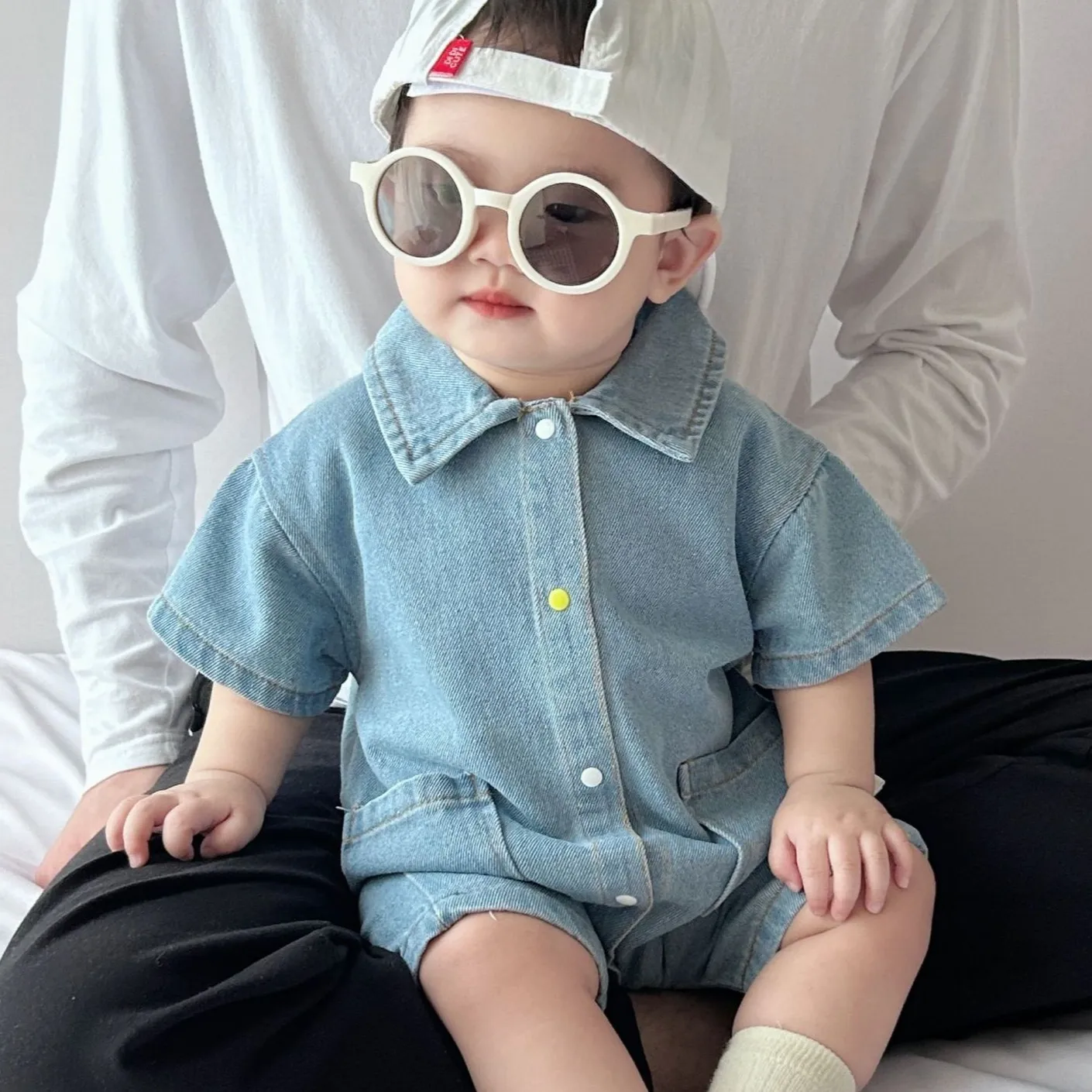 【66-100cm】2色選べる 韓国風 ファッション 無地 プリント ベビー服 ロンパース