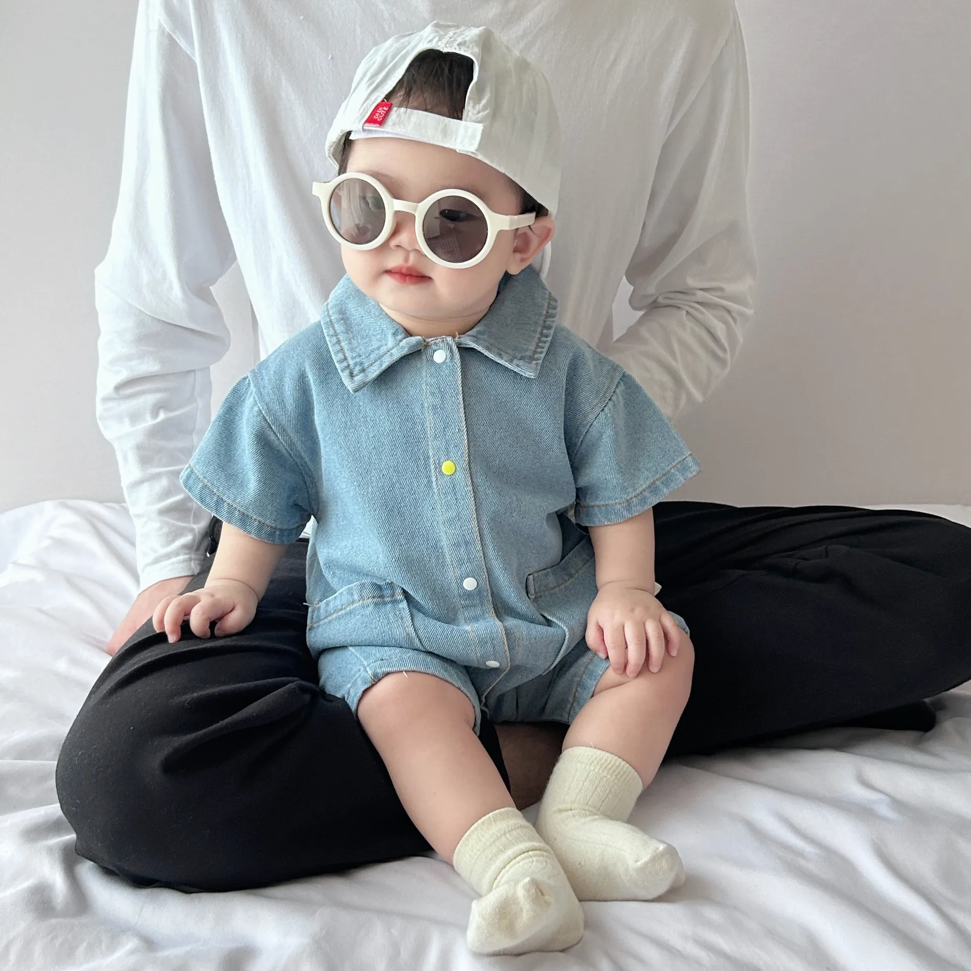 【66-100cm】2色選べる 韓国風 ファッション 無地 プリント ベビー服 ロンパース