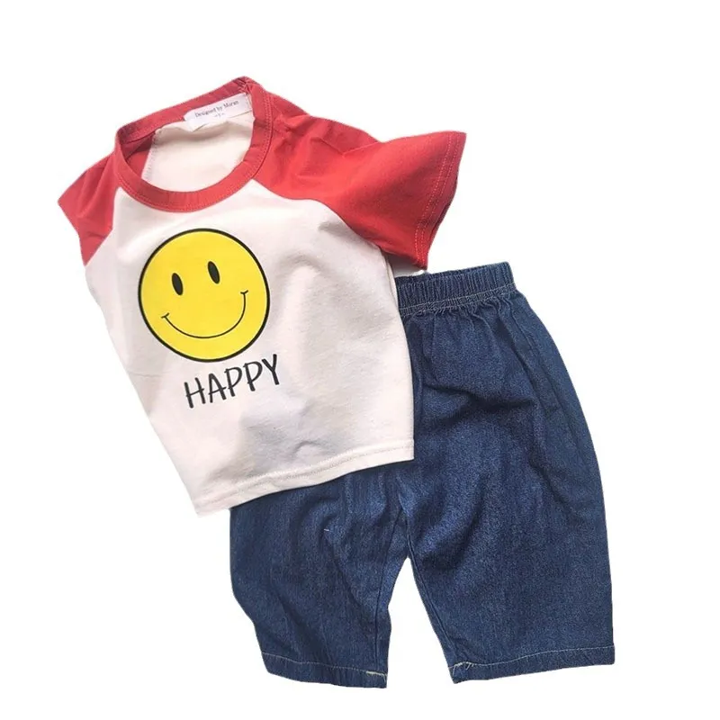 【73-100cm】二色選べ 新登場 心地よい 韓国系 スマイル 配色 半袖 コットン 女の子 男の子 Tシャツ トップス