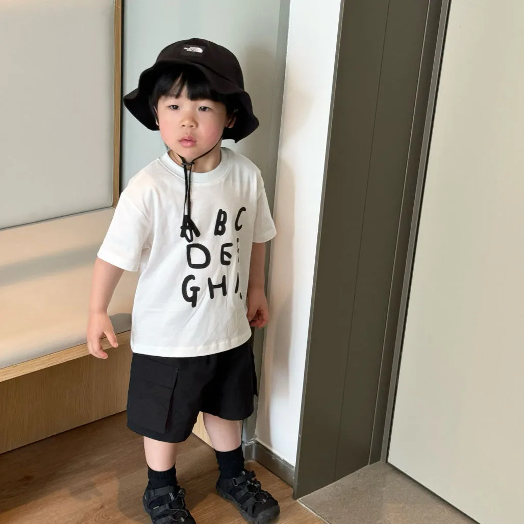 【80-130cm】每日更新 超快適 カジュアル アルファベット 半袖 コットン 男の子 Tシャツ トップス