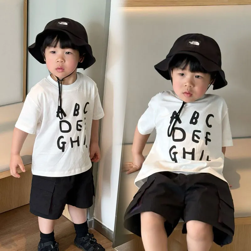 【80-130cm】每日更新 超快適 カジュアル アルファベット 半袖 コットン 男の子 Tシャツ トップス
