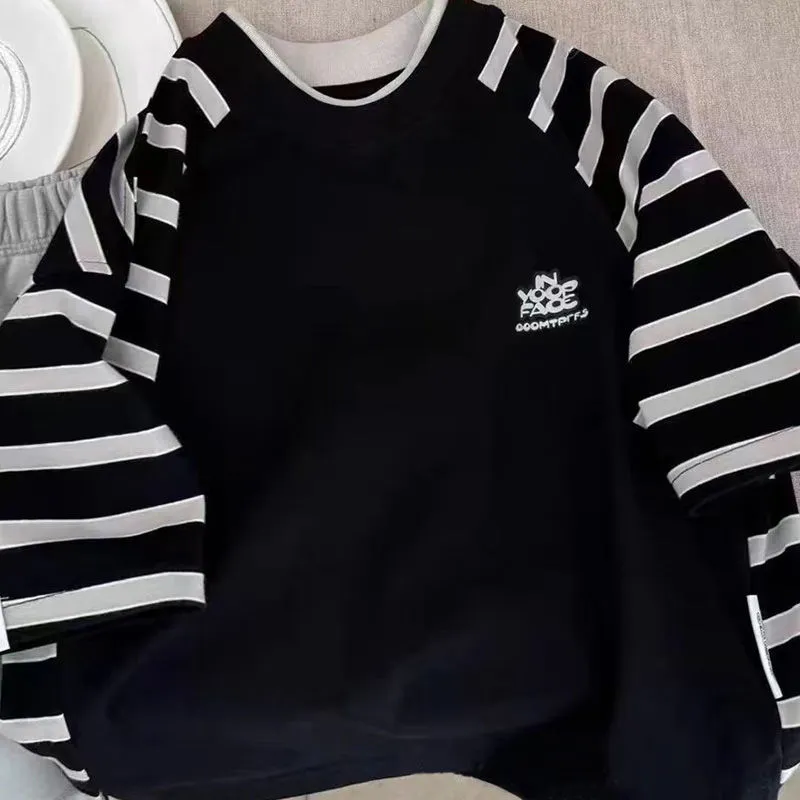 【120-170cm】人気上昇中 新登場 心地よい ボーダー 切り替え 半袖 男の子 Tシャツ トップス