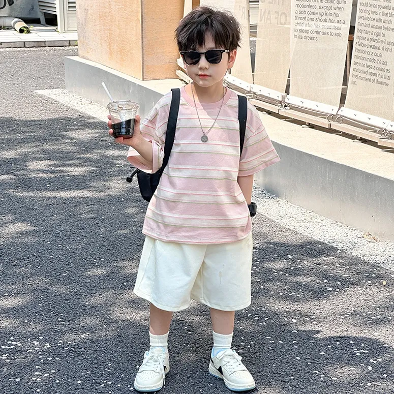 【100-160cm】着回し力抜群 配色 ボーダー シンプル カジュアル 夏 男の子 トップス