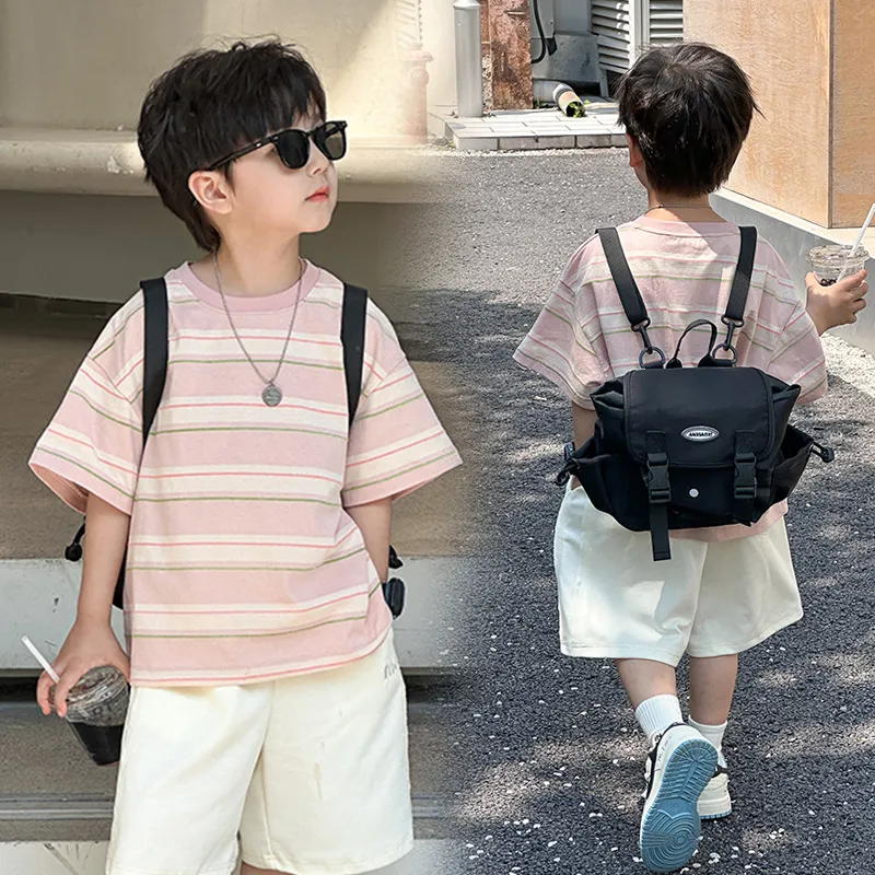【100-160cm】着回し力抜群 配色 ボーダー シンプル カジュアル 夏 男の子 トップス