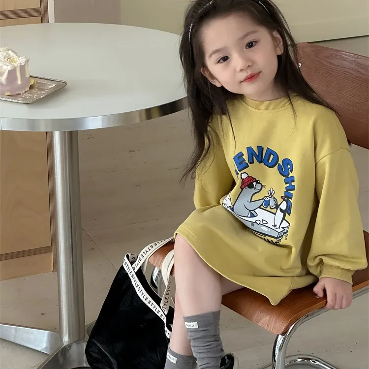 【90-150cm】期間限定 ファッション ４色選べる カジュアル カートゥーンプリント かわいい ワンピース