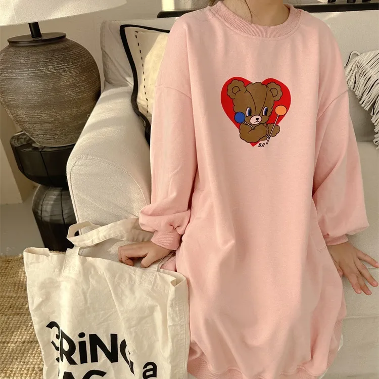 【90-150cm】気質満点 超可愛い 見逃し厳禁 ファッション 二色選べる カートゥーンプリント 無地 ワンピース