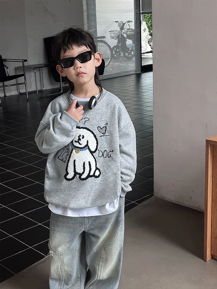 【110-160cm】 人気上昇中 大好評 気質満点 ファッション プリント 春秋 オーバーサイズ 男の子 トレーナー