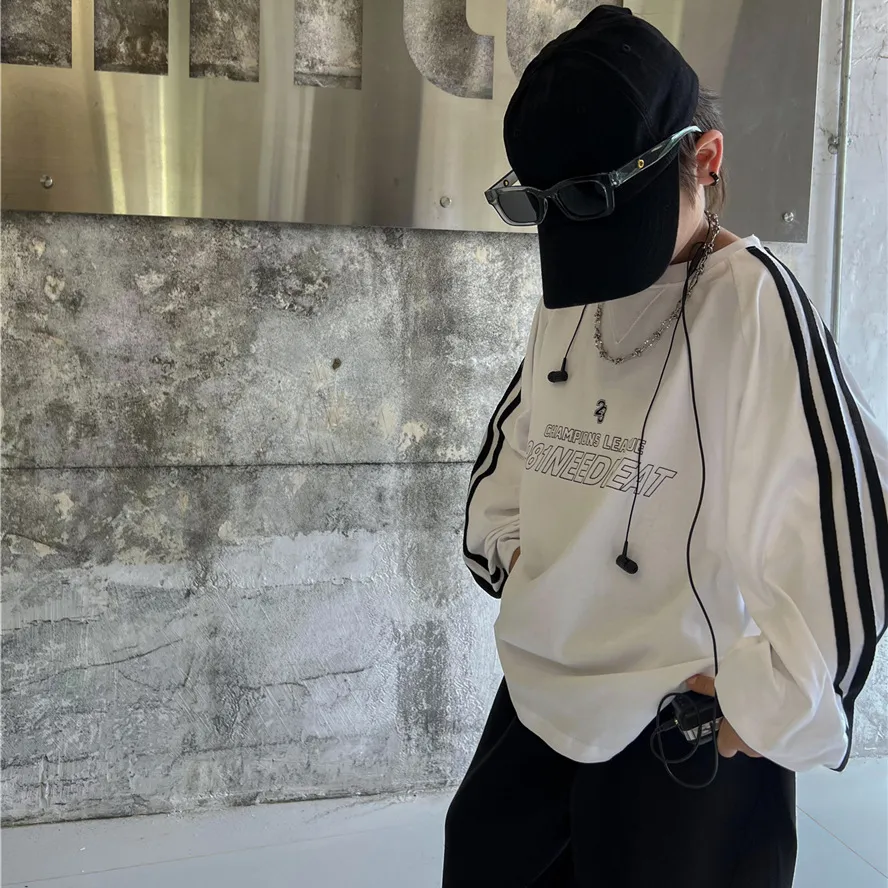 【90-160cm】韓国カジュアルスタイル ファッション 長袖 ゆったり 子供服 男の子 プリント  Tシャツ