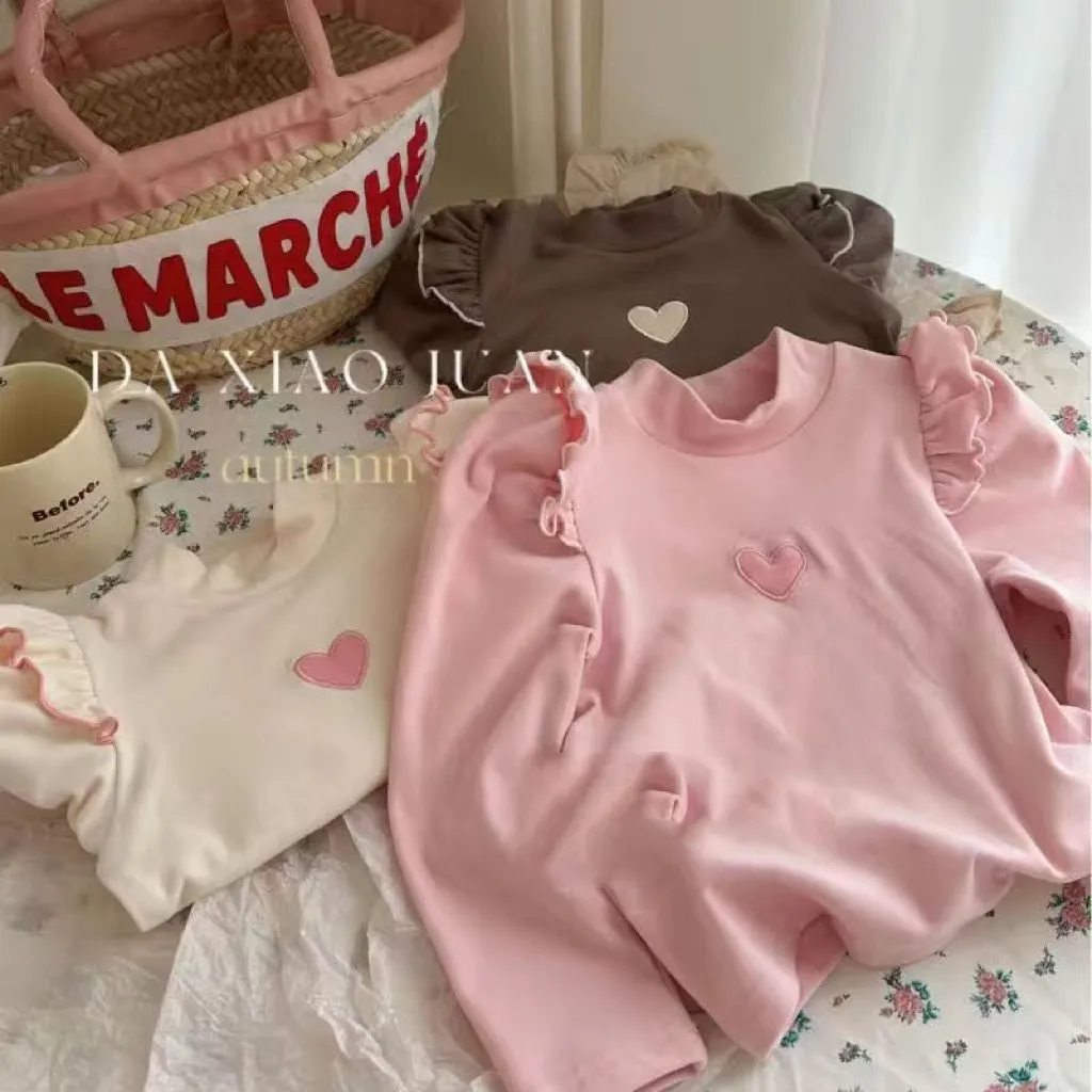 【80-140cm】特別なデザイン 可愛い スウィート 定番 無地 女の子 長袖 Tシャツ