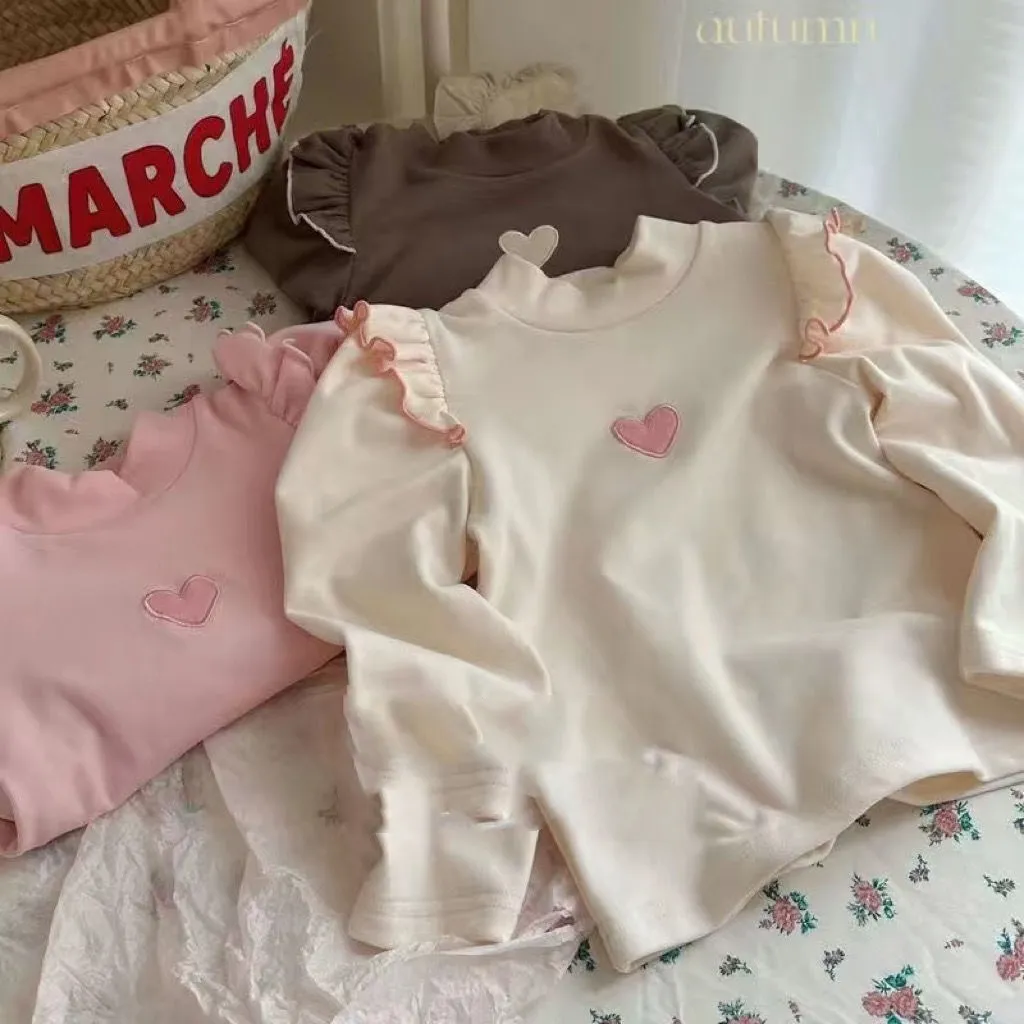 【80-140cm】特別なデザイン 可愛い スウィート 定番 無地 女の子 長袖 Tシャツ