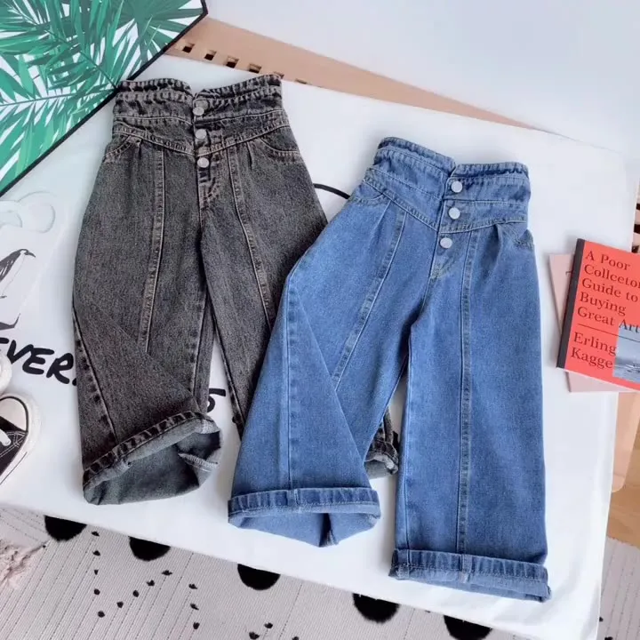 【100-160cm】秋新作 大人気！ファッション キュート 合わせやすい  女の子 デニム ワイドパンツ