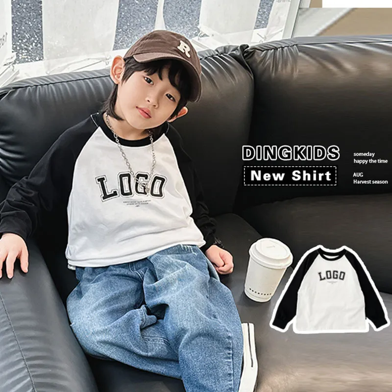 【100-160cm】大人気！シンプル カジュアル 日常 合わせやすい 切り替え 男の子 長袖 Ｔシャツ