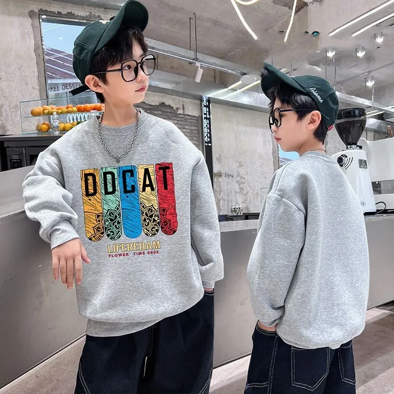 【110-170cm】特別なデザイン!モード カジュアル 配色 プリント 男の子 長袖 トレーナー